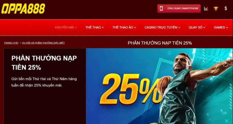 Gửi tiền/rút tiền tại nhà cái OPPA888