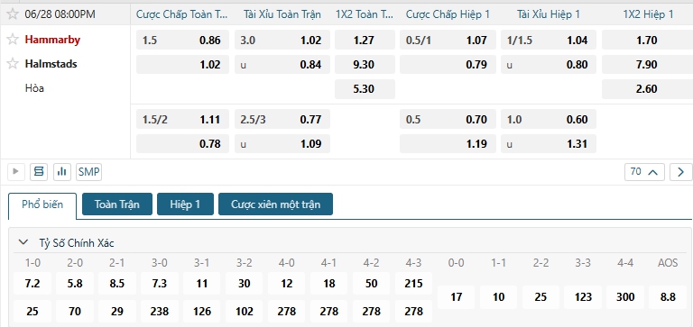 Tip bóng đá Hammarby vs Halmstads